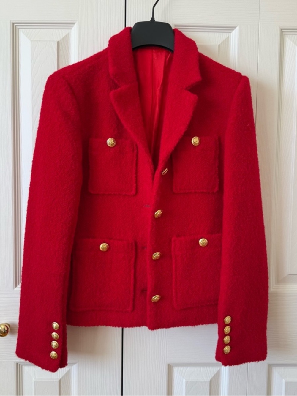 NWOT Stylish Red Jacket with Gold Buttons